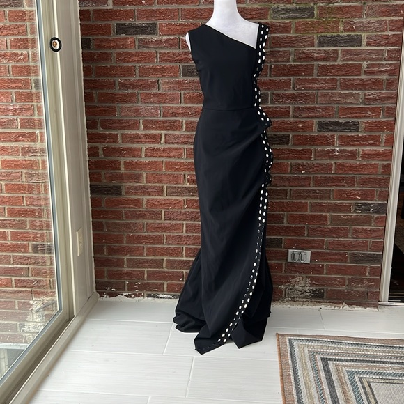 Chiara Boni La Petite Robe Cibeless Embellished Asymmetric-Neckline Gown Size 12 - Picture 3 of 6